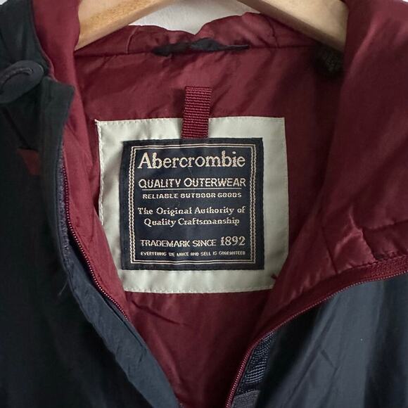 Abercrombie & Fitch Blue & Red Anorak kangaroo Pouch Pullover Jacket Size Small - Picture 8 of 10